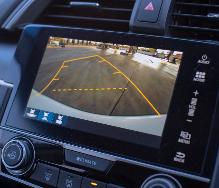 Car rear view system monitor reverse video camera.